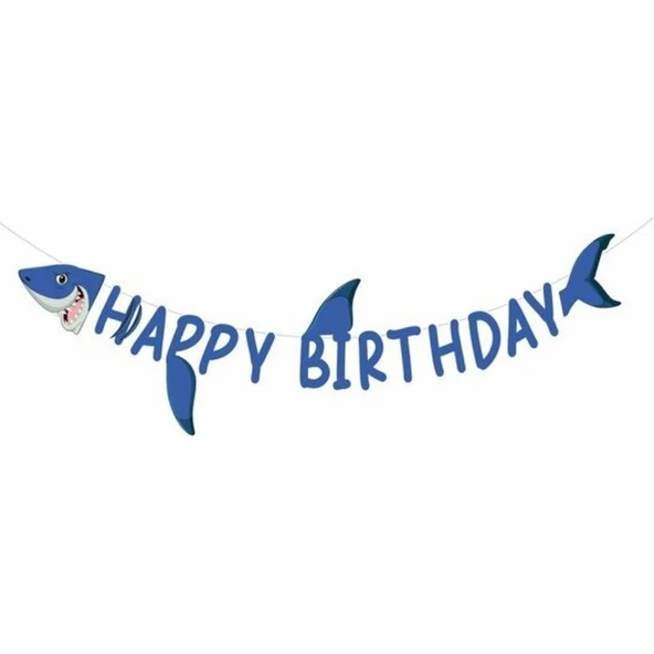Parti Sürprizi Köpek Balığı Teması 3D Happy Bırthday Harf Afiş ürün görseli 1