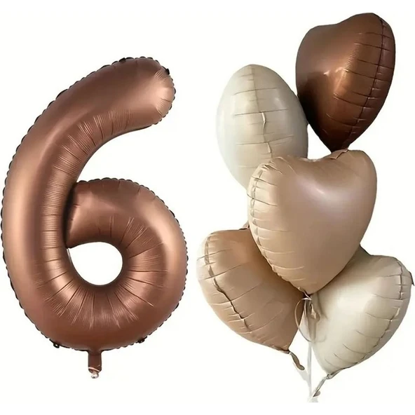 Parti Sürprizi Çikolata Karamel Kalpli 6 Yaş Folyo Balon Set ürün görseli 1