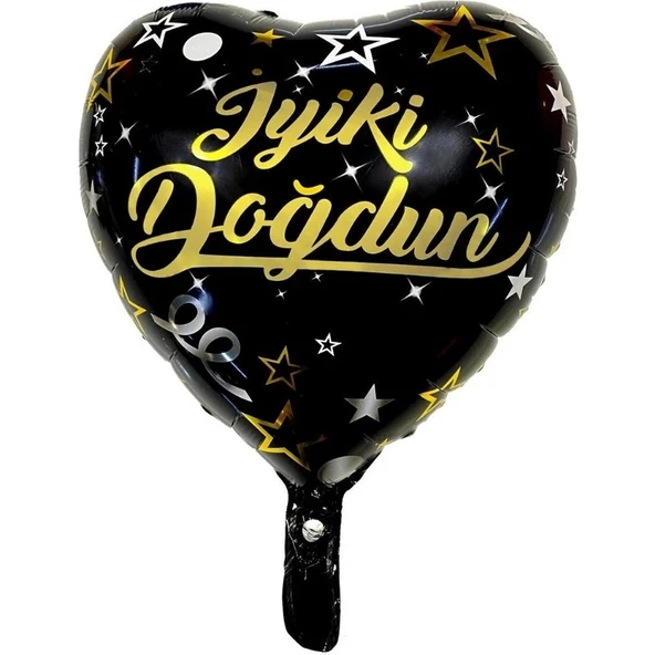 Parti Sürprizi Iyi Ki Doğdun Siyah Kalp Folyo Balon 1 Adet ürün görseli 1