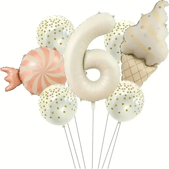 Parti Sürprizi Retro Dondurma Şeker 6 Yaş Folyo Balon Set ürün görseli 1