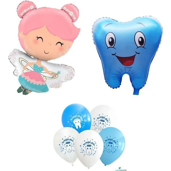 Parti Sürprizi Ilk Dişim Çıktı Diş Perisi Mavi Folyo Balon Set ürün görseli 1