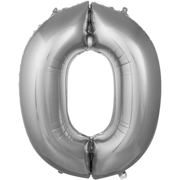Parti Sürprizi Gümüş 0 Rakam Folyo Balon 36 cm 1 Adet ürün görseli 1