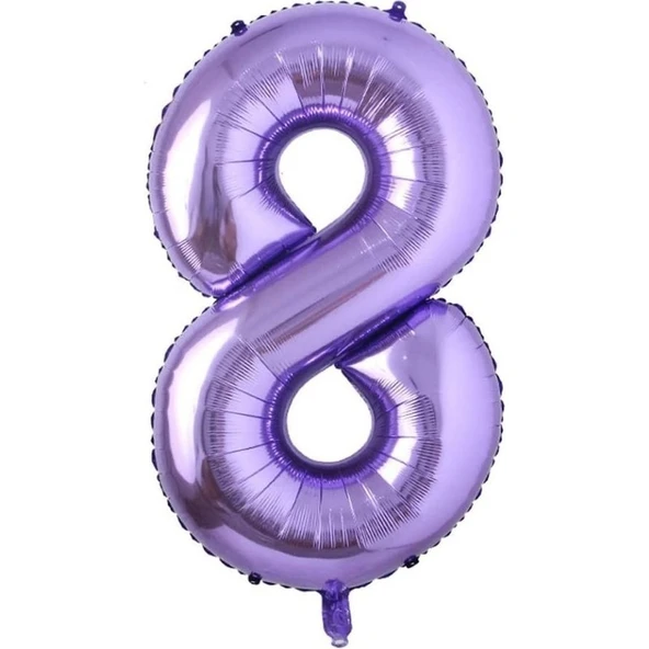 Parti Sürprizi Mor Renk 8 Rakam Folyo Balon 100 cm ürün görseli 1