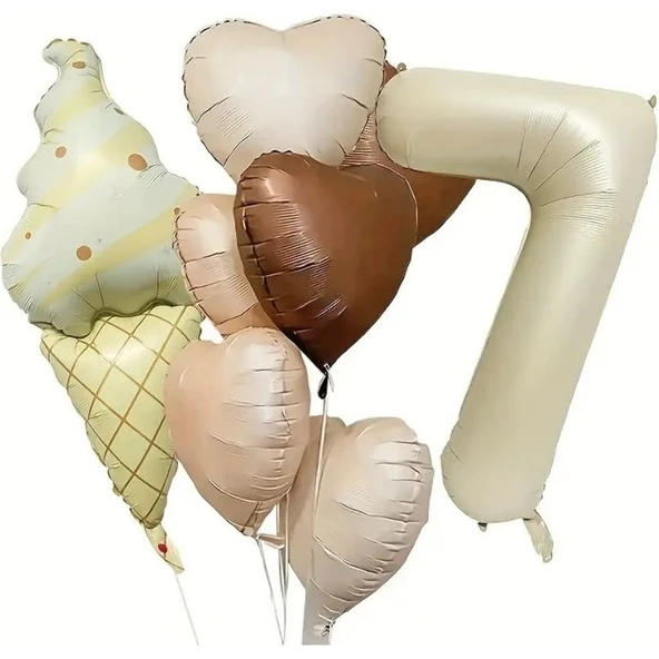 Parti Sürprizi Retro Dondurma Kalp 7 Yaş Folyo Balon Set ürün görseli 1
