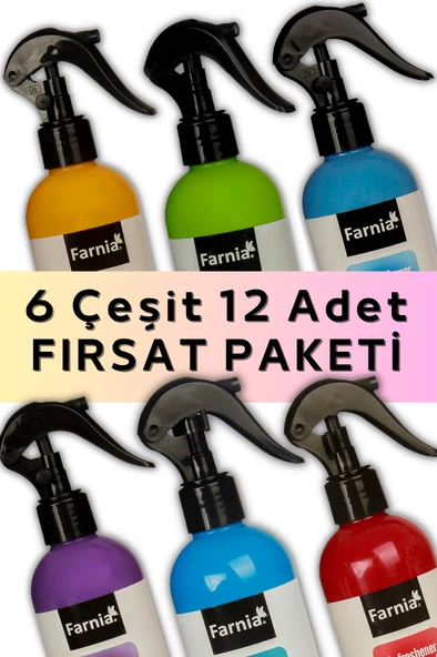 Farnia 12'li 6 Farklı Koku Oda Spreyi Fırsat Paketi Seti 12 Adet x 350 Ml ürün görseli 1