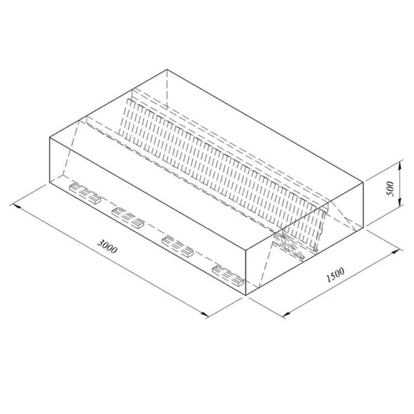Öztiryakiler 7885.30155.14 Kutu Tipi Çift Cidarlı Filtreli Orta Tip Davlumbaz, 300x150 Cm ürün görseli 1