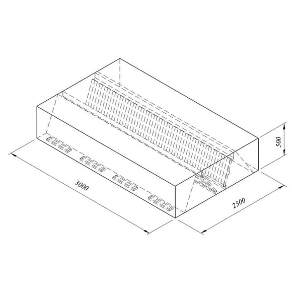 Öztiryakiler 7885.30255.14 Kutu Tipi Çift Cidarlı Filtreli Orta Tip Davlumbaz, 300x250 Cm ürün görseli 1