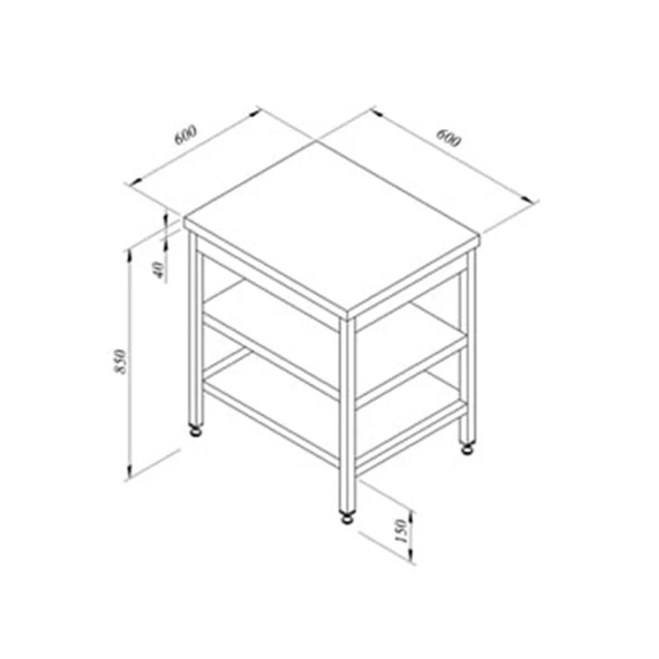 Öztiryakiler 7911.06060.96 Çalışma Tezgahı Ara Raflı Sırtsız 60x60 Cm ürün görseli 1