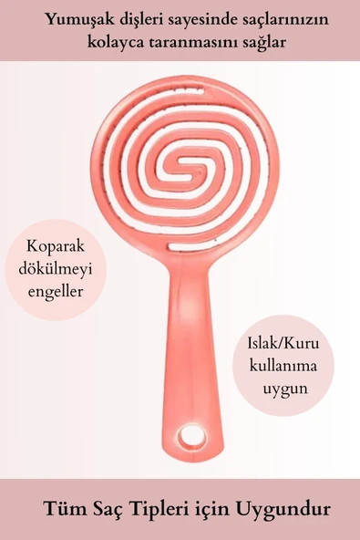 3 Boyutlu Pembe Profesyonel Saç Fırçası - Resim 2