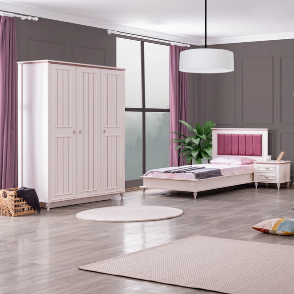 Ezgi Genç Odası - 3 Kapılı Dolap, Karyola, Komodin ürün görseli 1