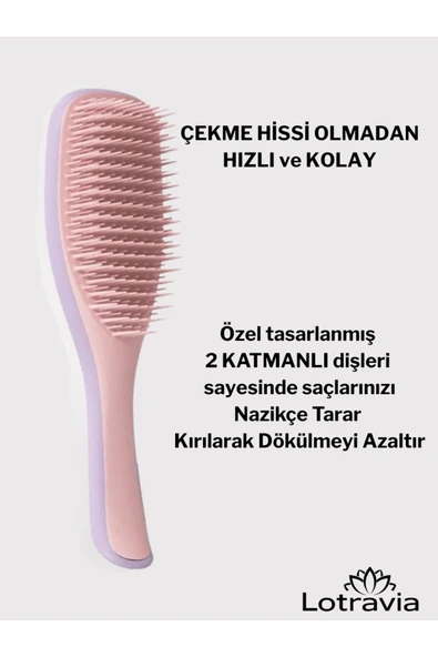 Islak Saç Açıcı Tarak Lila&toz Pembe ürün görseli 1