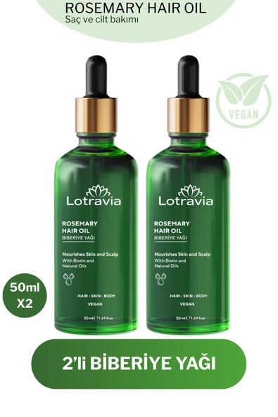 2'li Biberiye Yağı Aşırı Yıpranmış Saçlar için Biotin Özlü Saç Bakımı 2*50 ml ürün görseli 1