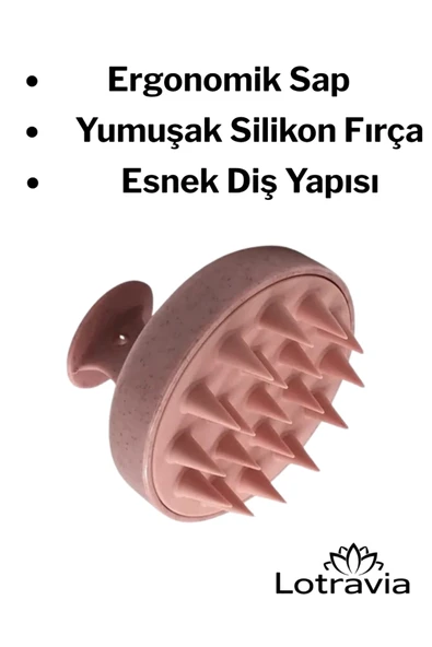 Yumuşak Silikon Saç Yıkama Fırçası / Saç Masaj Şampuan Duş Fırçası (PEMBE) ürün görseli 1