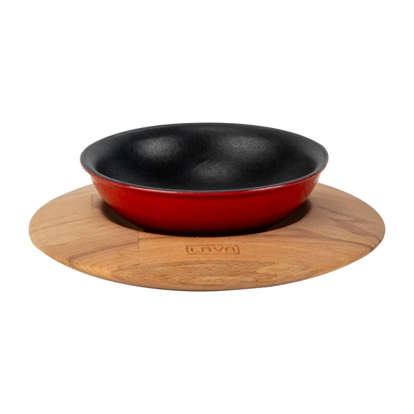 Lava Döküm Yuvarlak Çorba Kasesi ve Kayın Servis Ahşabı. Çap(Ø)14cm. ürün görseli 1