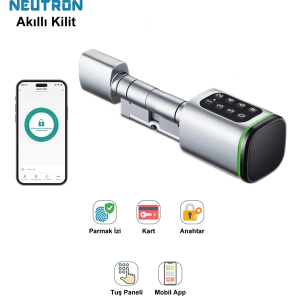 NEUTRON NTL-SC-02FKPW AKILLI KAPI KİLİDİ GRİ ürün görseli 1