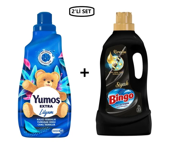 Yumoş Extra Lilyum Yumuşatıcı 1440 ml + Bingo Siyahlar İçin Sıvı Çamaşır Deterjanı 2L--(2'li Set) ürün görseli 1