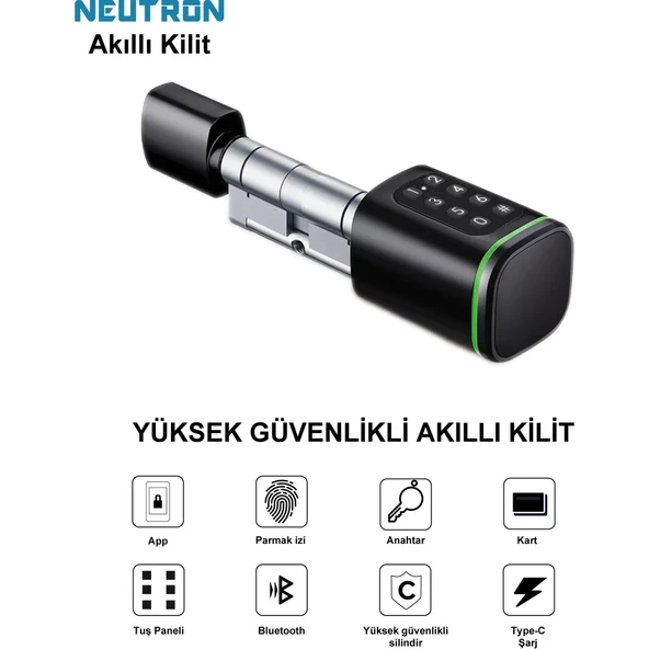 NEUTRON NTL-SC-02FKPB AKILLI KAPI KİLİDİ SİYAH - Resim 3