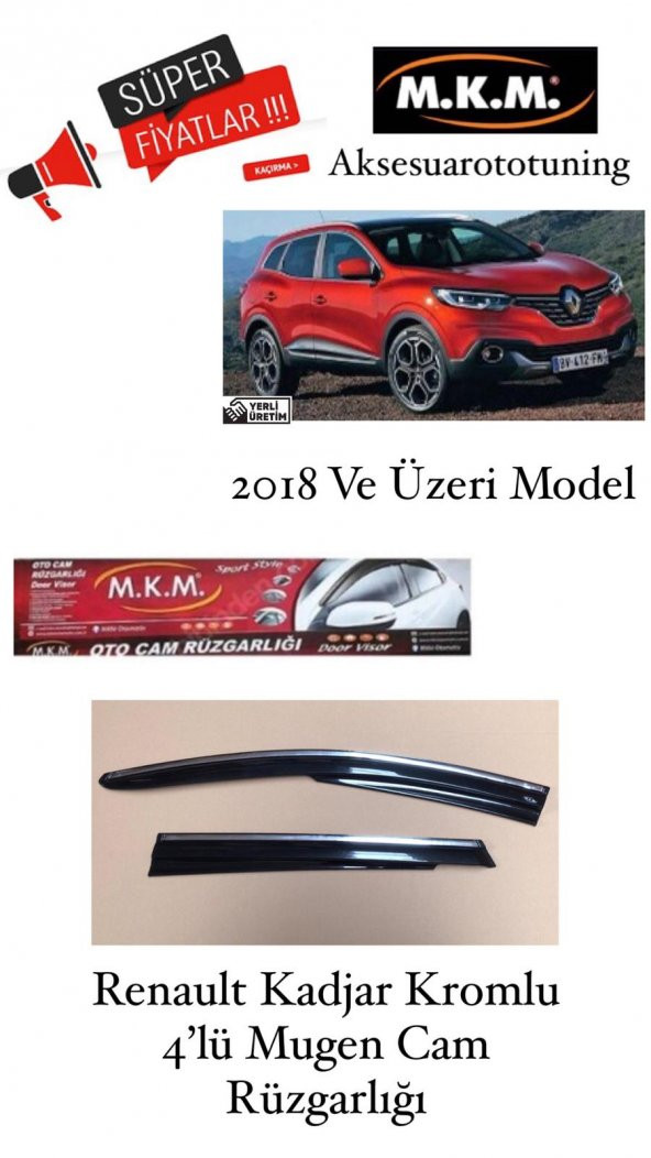 RENAULT KADJAR KROMLU 2018 VE ÜZERİ 4LÜ CAM RÜZGARLIGI ürün görseli 1
