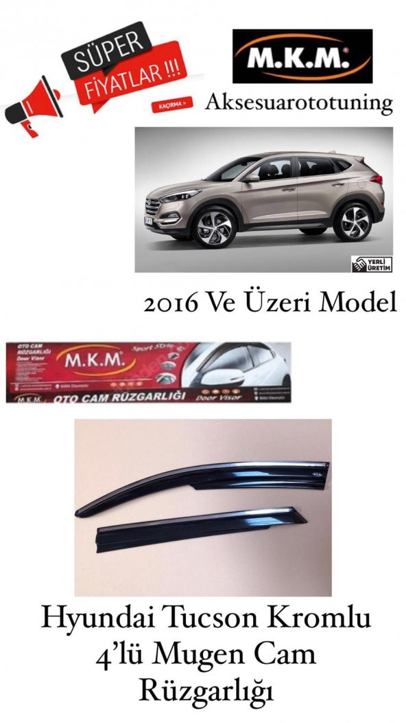 HYUNDAİ TUCSON 2016 VE ÜZERİ MODEL 4LÜ MUGEN CAM RÜZGARLIGI ürün görseli 1