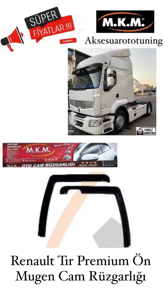 RENAULT PREMİUM 1998 - 2015 KAMYON-TIR ON MUGEN CAM RÜZGARLIGI ürün görseli 1