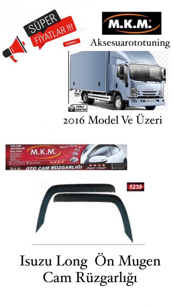 ISUZU LONG 2015 VE ÜZERİ MODEL 4LÜ MUGEN CAM RÜZGARLIĞI ürün görseli 1