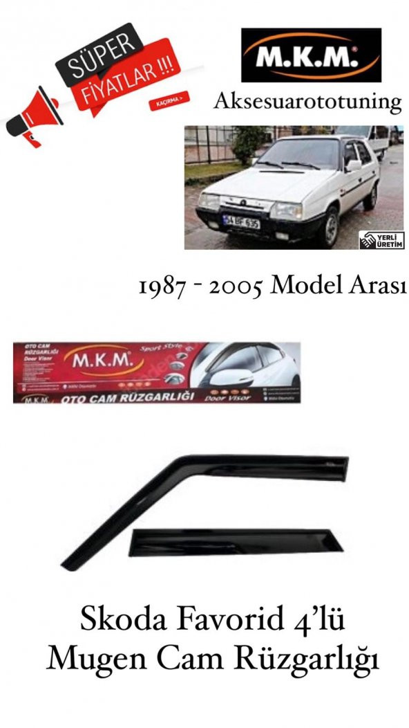 SKODA FAVORID 1987-2005 MODEL 4LÜ MUGEN CAM RÜZGARLIĞI ürün görseli 1