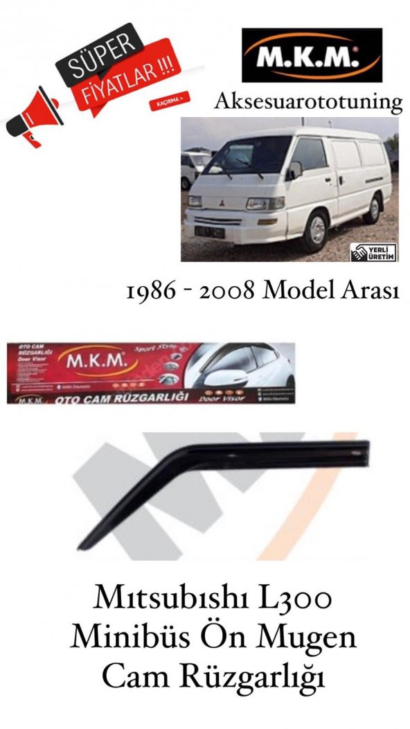 MITSUBISHI L300 MINIBUS 1986-2008 MODEL ON MUGEN CAM RÜZGARLIĞI ürün görseli 1