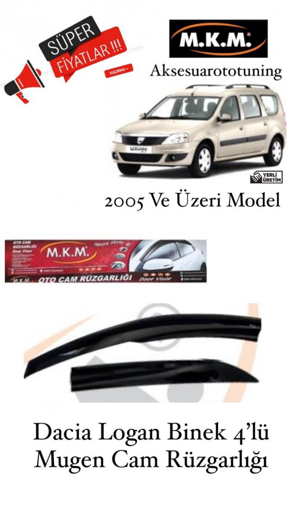 DACIA LOGAN BİNEK 2005 VE ÜZERİ MODEL 4LÜ MUGEN CAM RÜZGARLIĞI ürün görseli 1