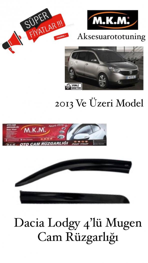 DACİA LODGY 2013 VE ÜZERİ MODEL 4LÜ MUGEN CAM RÜZGARLIĞI ürün görseli 1