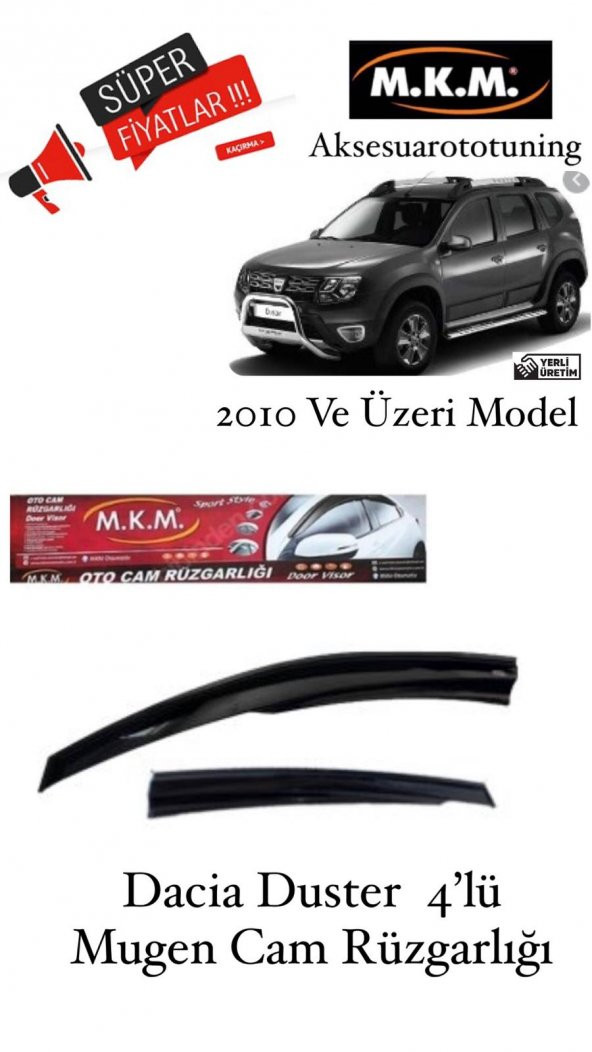 DACİA DUSTER 2010 VE ÜZERİ MODEL 4LÜ MUGEN CAM RÜZGARLIĞI ürün görseli 1
