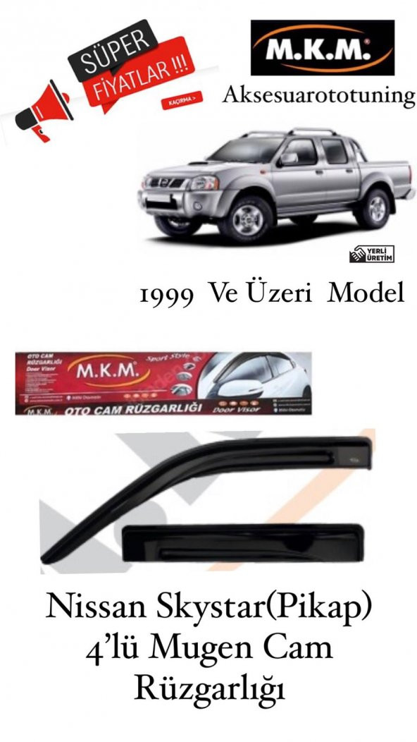 NISSAN SKYSTAR(PİKAP) 1999 VE ÜZERİ MODEL 4LÜ CAM RÜZGARLIGI ürün görseli 1