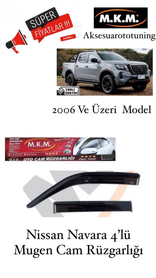 NİSSAN NAVARA 2006 VE ÜZERİ MODEL 4LÜ MUGEN CAM RÜZGARLIĞI ürün görseli 1