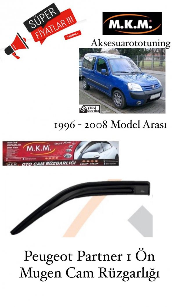 PEUGEOT PARTNER 1 1996-2008 MODEL ÖN MUGEN CAM RÜZGARLIĞI ürün görseli 1
