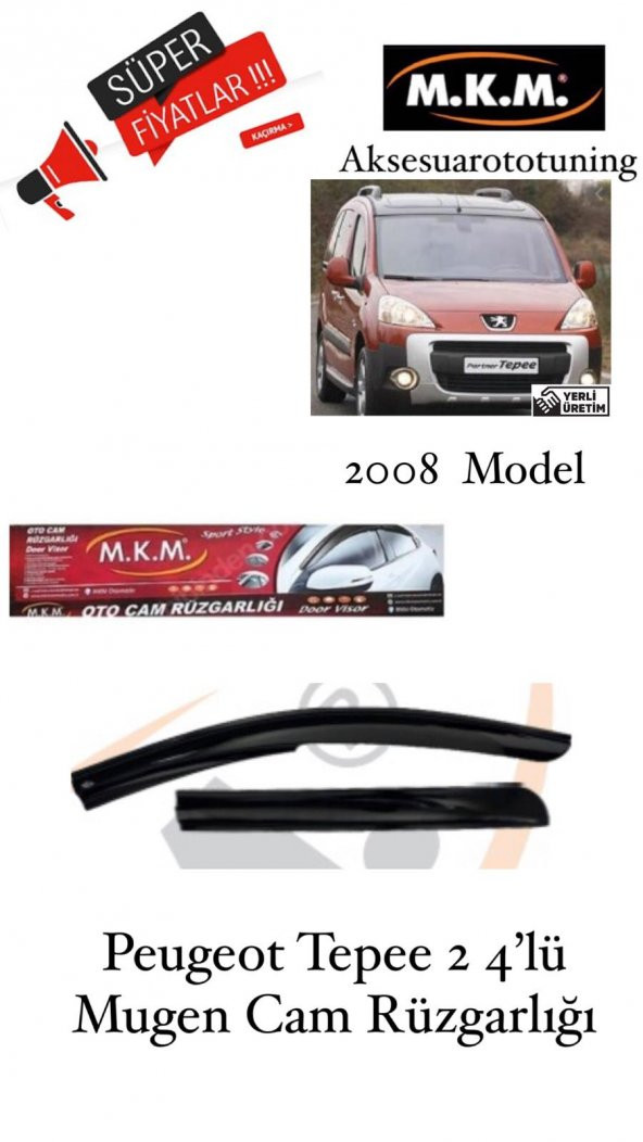PEUGEOT TEPEE 2 2008 MODEL 4LÜ MUGEN CAM RÜZGARLIĞI ürün görseli 1