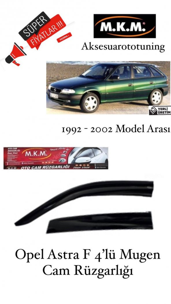 OPEL ASTRA F 1992 - 2002 MODEL 4LÜ MUGEN CAM RÜZGARLIĞI ürün görseli 1