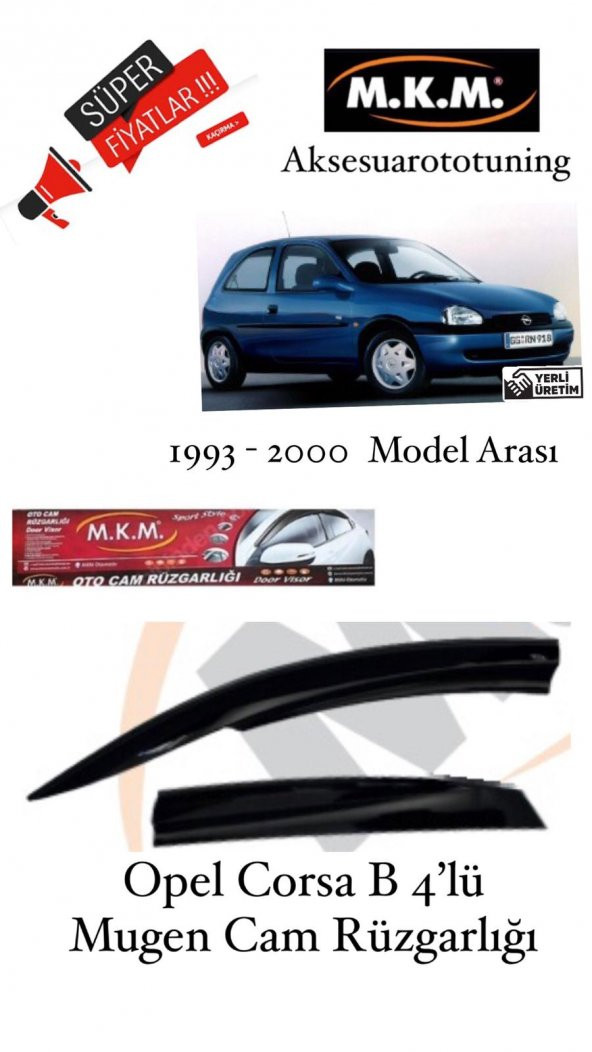OPEL CORSA B 1993 - 2000 MODEL 4LÜ MUGEN CAM RÜZGARLIĞI ürün görseli 1