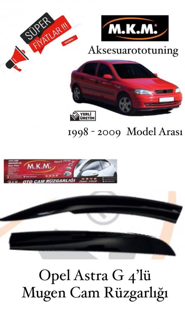 OPEL ASTRA G 1998-2009 MODEL 4LÜ MUGEN CAM RÜZGARLIĞI ürün görseli 1