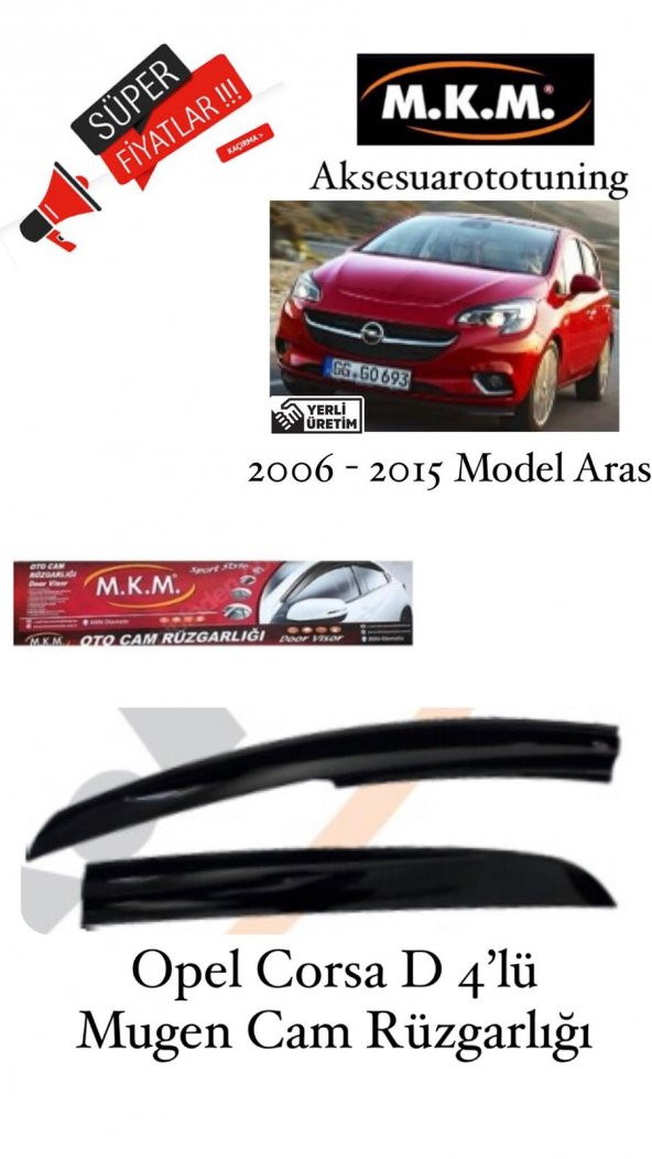 OPEL CORSA D 2006-2015 MODEL 4LÜ MUGEN CAM RÜZGARLIĞI ürün görseli 1