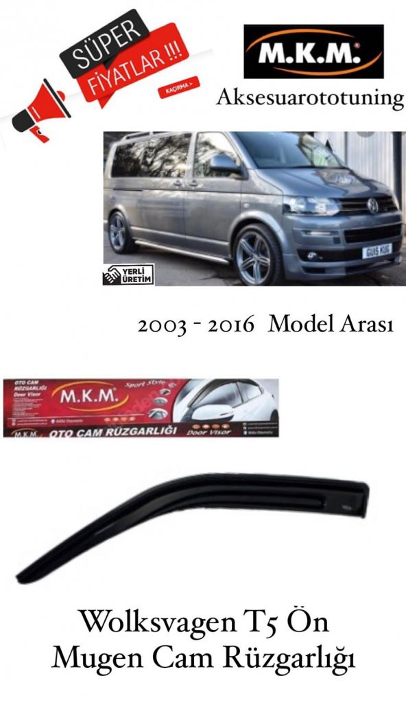 WOLKSVAGEN T5 2003 -2016 MODEL ON MUGEN CAM RÜZGARLIĞI ürün görseli 1