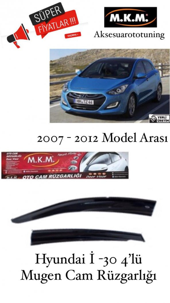 HYUNDAİ İ-30 2007-2012 MODEL 4LÜ MUGEN CAM RÜZGARLIĞI ürün görseli 1
