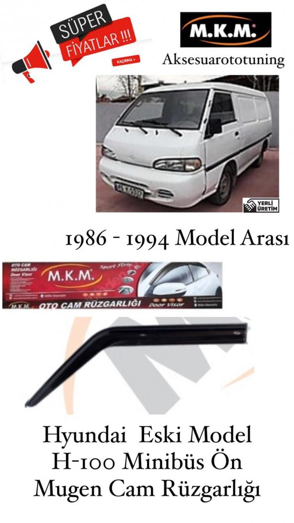 HYUNDAI E.M. H-100 MINIBUS 1986-1994 ON MUGEN CAM RÜZGARLIĞI ürün görseli 1