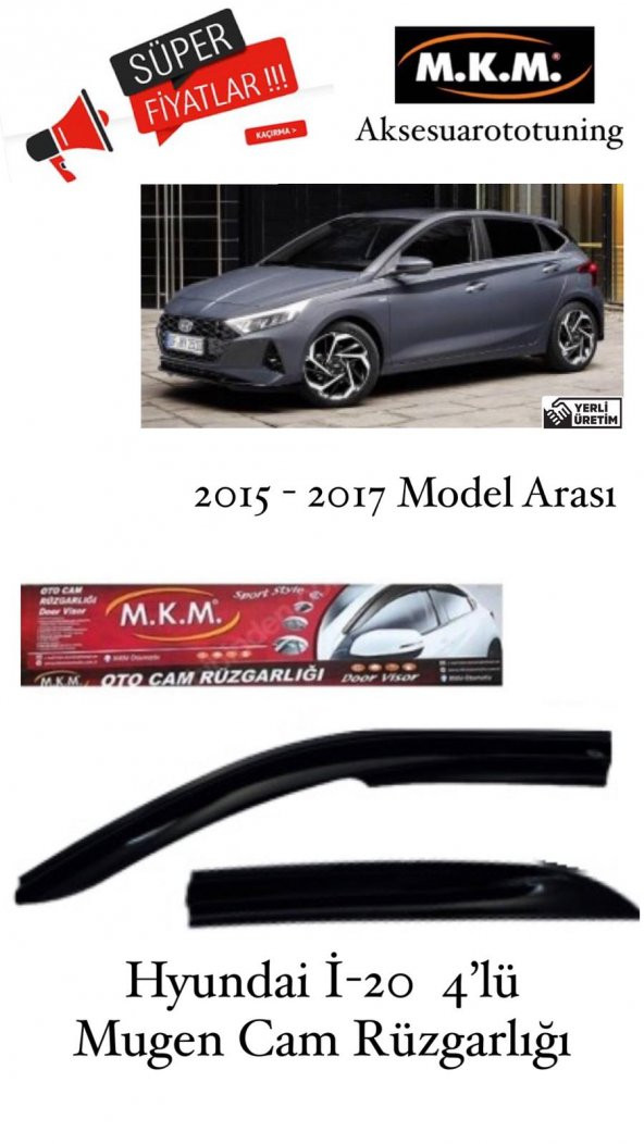 HYUNDAİ İ-20 2015 - 2017 MODEL 4LÜ MUGEN CAM RÜZGARLIĞI ürün görseli 1