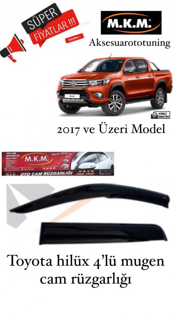 TOYOTA HİLÜX 2017 VE ÜZERİ MODEL 4LÜ MUGEN CAM RÜZGARLIĞI ürün görseli 1
