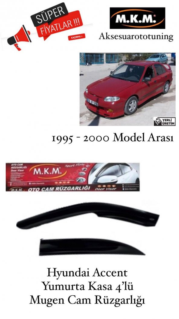 HYUNDAİ ACCENT YUMURTA KASA 1995-2000 MODEL 4LÜ CAM RÜZGARLIGI ürün görseli 1