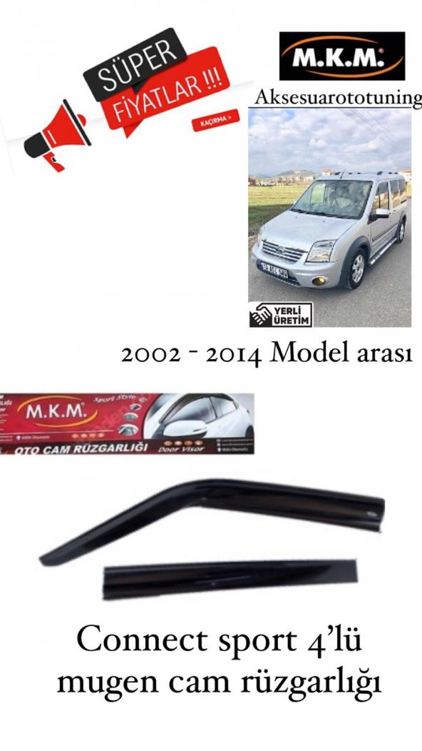 FORD CONNECT SPORT 2002-2014 4LÜ MUGEN CAM RUZGARLIGI ürün görseli 1