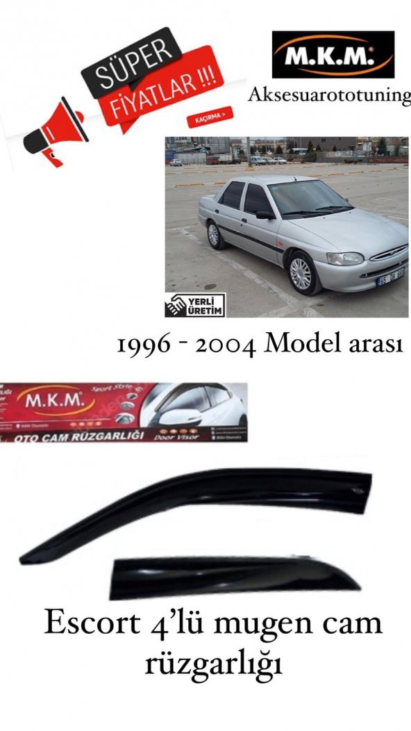 FORD ESCORT 1996-2004 MODEL ARASI 4LÜ MUGEN CAM RUZGARLIGI ürün görseli 1