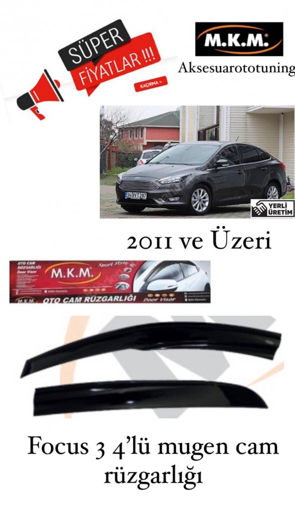 FOCUS 3 2011 VE ÜZERİ 4LÜ MUGEN CAM RUZGARLIGI ürün görseli 1