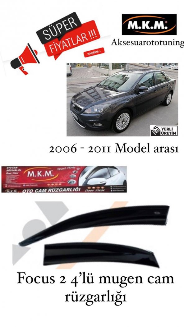 FORD FOCUS 2 2006 -2011 4LÜ MUGEN CAM RUZGARLIGI ürün görseli 1