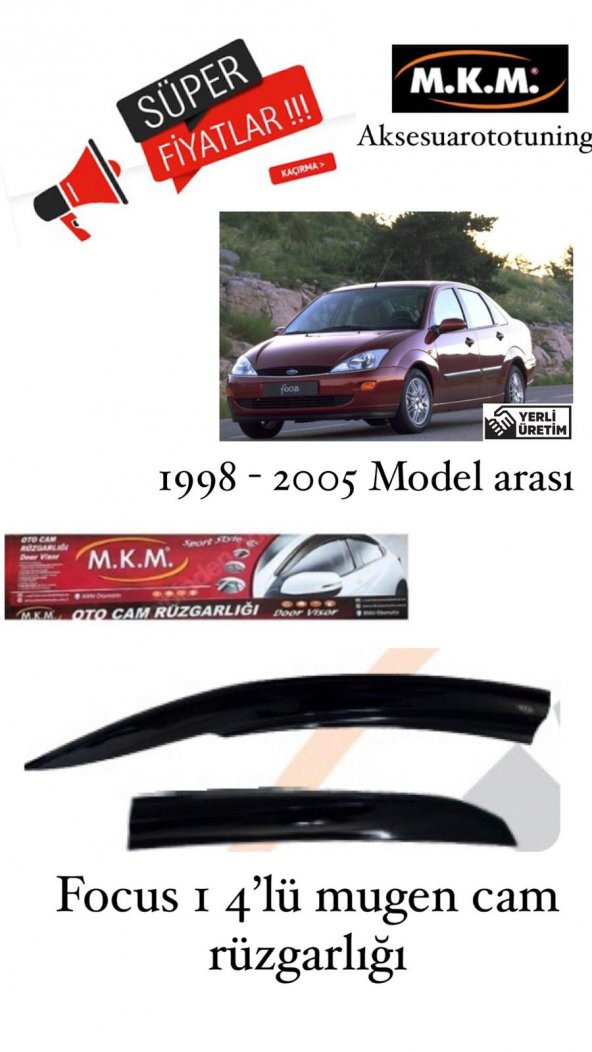 FORD FOCUS 1 1998 - 2005 4LÜ MUGEN CAM RUZGARLIGI ürün görseli 1