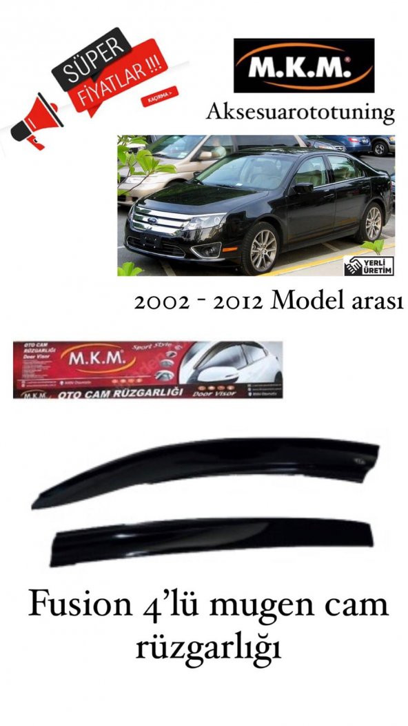 FUSİON 2002-2012 MODEL ARASI 4LÜ MUGEN CAM RÜZGARLIGI ürün görseli 1